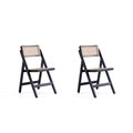 Manhattan Comfort Pullman Folding Dining Chair in Black and Natural Cane , Set of 2 DCCA08-BK